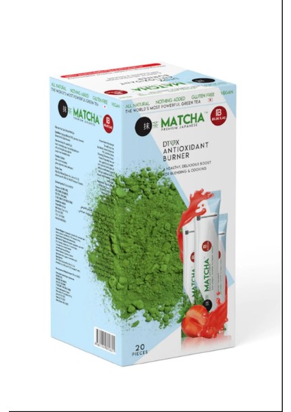 Matcha Premium Japanese Çilek Aromalı Detox Burner Form Matcha Çayı 1 Kutu