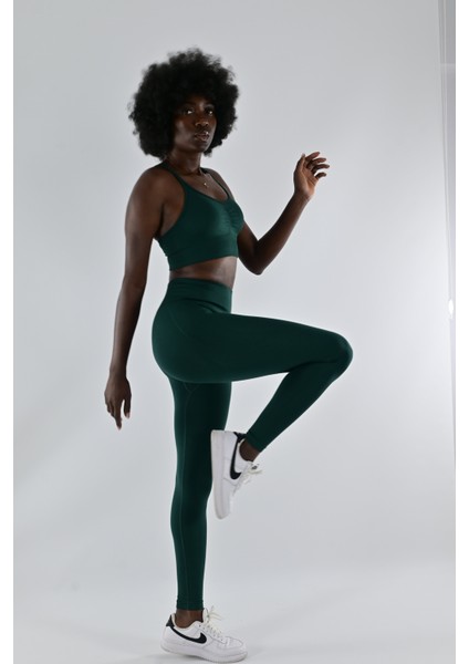 Push Up Şekillendirici Iç Göstermeyen Yüksek Bel Tayt Amon Yeşil