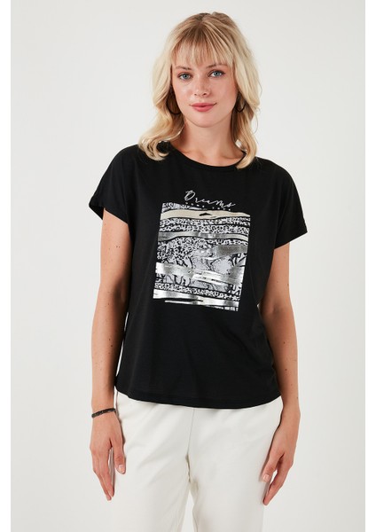 Baskılı Bisiklet Yaka Regular Fit T Shirt Kadın T Shirt 6671000