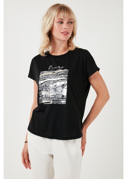 Baskılı Bisiklet Yaka Regular Fit T Shirt Kadın T Shirt 6671000
