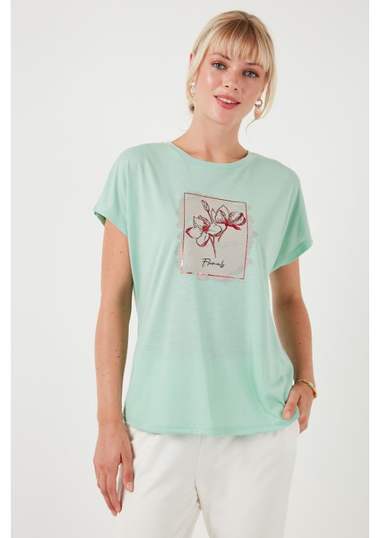 Baskılı Bisiklet Yaka Regular Fit T Shirt Kadın T Shirt 6671002