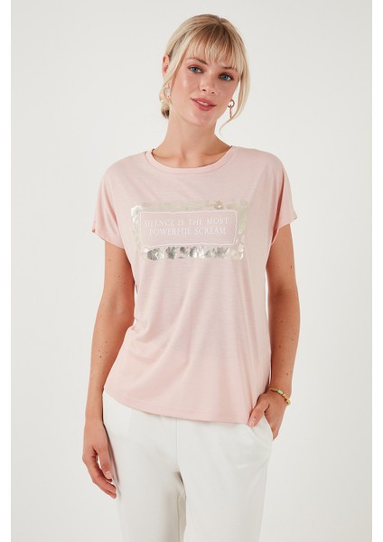 Baskılı Bisiklet Yaka Regular Fit T Shirt Kadın T Shirt 6671007 modelleri