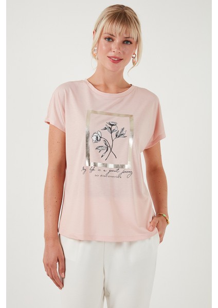 Baskılı Bisiklet Yaka Regular Fit T Shirt Kadın T Shirt 6671006 fiyatları