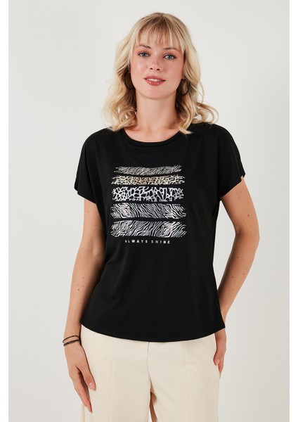 Baskılı Bisiklet Yaka Regular Fit T Shirt Kadın T Shirt 6671003 fiyatları
