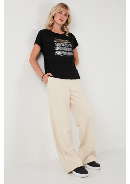 Baskılı Bisiklet Yaka Regular Fit T Shirt Kadın T Shirt 6671003 modelleri