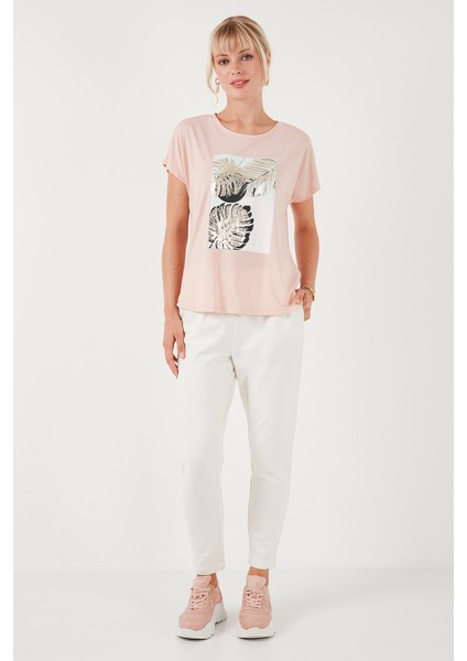 Baskılı Bisiklet Yaka Regular Fit T Shirt Kadın T Shirt 6671004 fırsatları