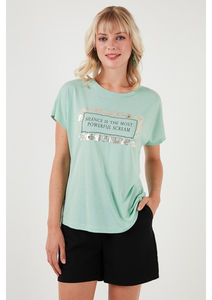 Baskılı Bisiklet Yaka Regular Fit T Shirt Kadın T Shirt 6671007 modelleri