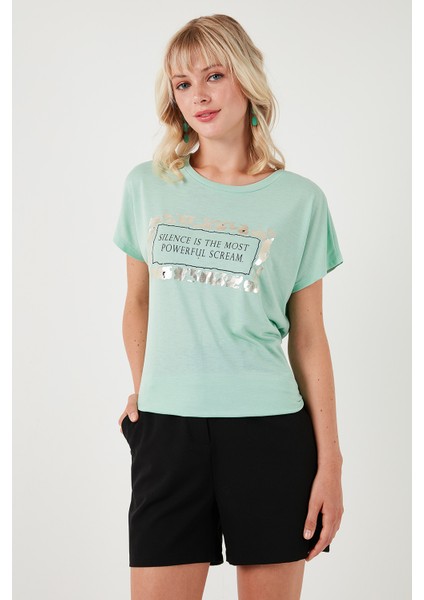 Baskılı Bisiklet Yaka Regular Fit T Shirt Kadın T Shirt 6671007 fırsatları