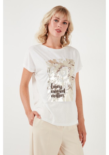 Baskılı Bisiklet Yaka Regular Fit T Shirt Kadın T Shirt 6671001