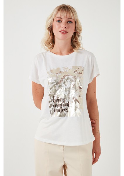 Baskılı Bisiklet Yaka Regular Fit T Shirt Kadın T Shirt 6671001