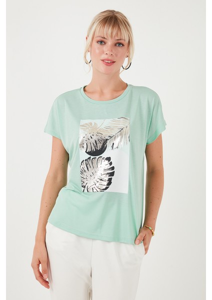 Baskılı Bisiklet Yaka Regular Fit T Shirt Kadın T Shirt 6671004 modelleri