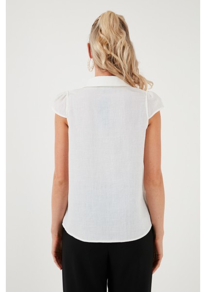 Dantel Detaylı Kısa Kollu Regular Fit Gömlek Bayan Gömlek 611GO0215 indirimleri