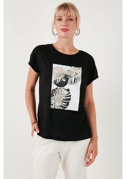 Baskılı Bisiklet Yaka Regular Fit T Shirt Kadın T Shirt 6671004 modelleri