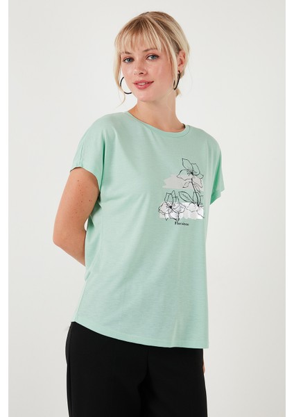 Baskılı Bisiklet Yaka Regular Fit T Shirt Kadın T Shirt 6671005 fırsatları