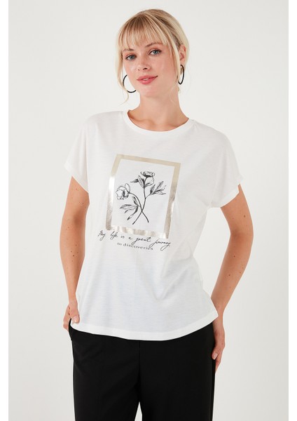 Baskılı Bisiklet Yaka Regular Fit T Shirt Kadın T Shirt 6671006