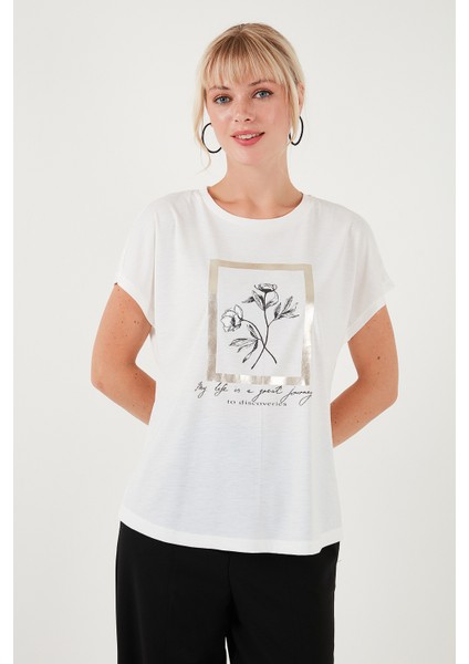 Baskılı Bisiklet Yaka Regular Fit T Shirt Kadın T Shirt 6671006