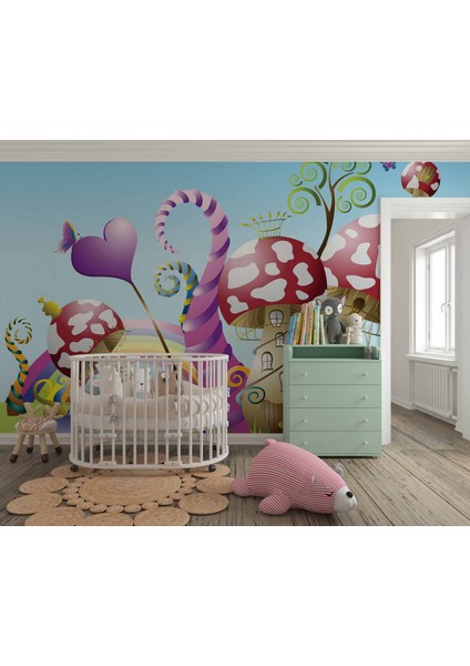 Mantar Evler Çocuk Odası Duvar Kağıdı Baskı fiyatları