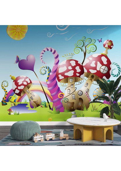 Mantar Evler Çocuk Odası Duvar Kağıdı Baskı modelleri