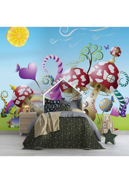 Mantar Evler Çocuk Odası Duvar Kağıdı Baskı fırsatları