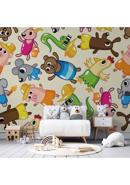 Sevimli Hayvan Figürlü Çocuk Odası Duvar Kağıdı Baskı fiyatları
