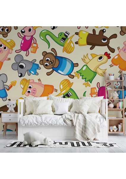 Sevimli Hayvan Figürlü Çocuk Odası Duvar Kağıdı Baskı fırsatları