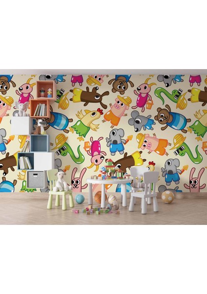 Sevimli Hayvan Figürlü Çocuk Odası Duvar Kağıdı Baskı indirimleri