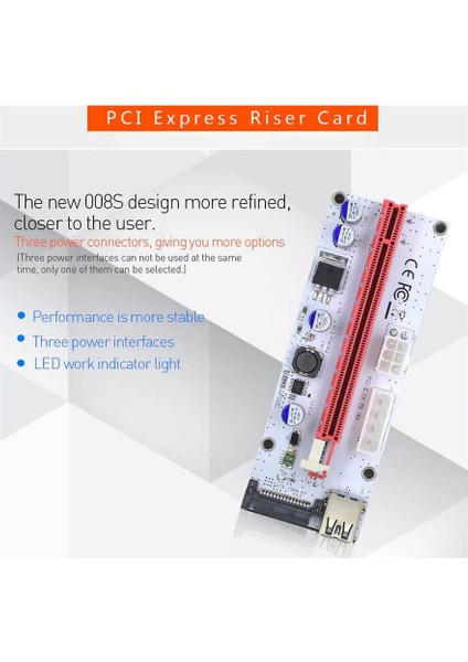 VER008S Pcı-E Express 1x To 16X USB 3.0 Riser Kart Uzatıcı Yükseltici - 4pin 6pin Sata Güç fırsatları