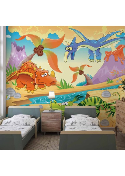 Dinozor Çağı Çocuk Odası Duvar Kağıdı Baskı