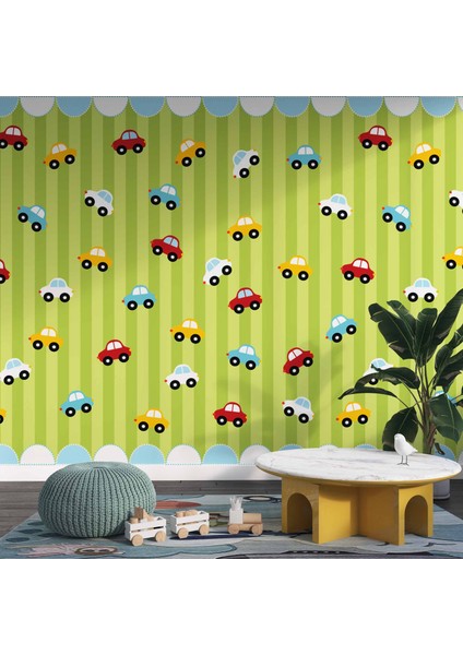 Renkli Arabalar Çocuk Odası Duvar Kağıdı Baskı modelleri