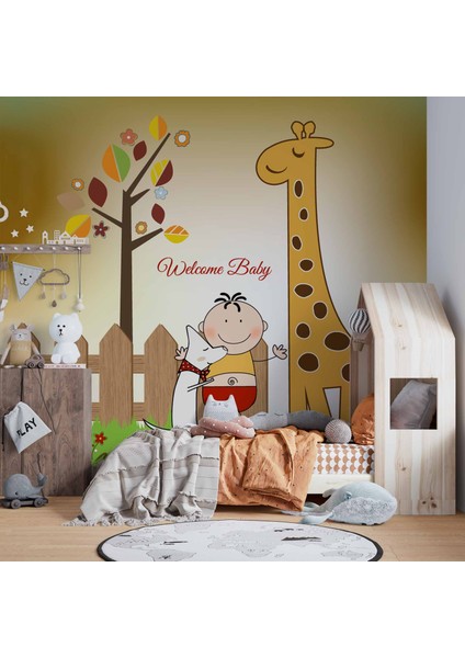 Zürafa Görselli Çocuk Odası Duvar Kağıdı Baskı fiyatları