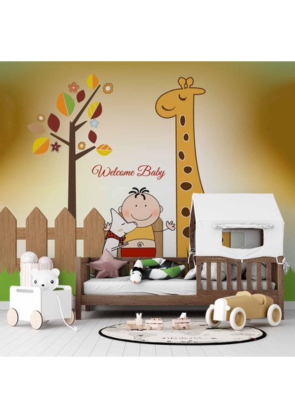 Zürafa Görselli Çocuk Odası Duvar Kağıdı Baskı modelleri