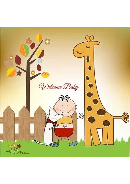 Zürafa Görselli Çocuk Odası Duvar Kağıdı Baskı fırsatları