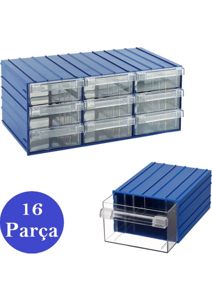 DS50 Şeffaf Çekmeceli Avadanlık Parça Kutusu 16 Parça 140X230X95 mm modelleri