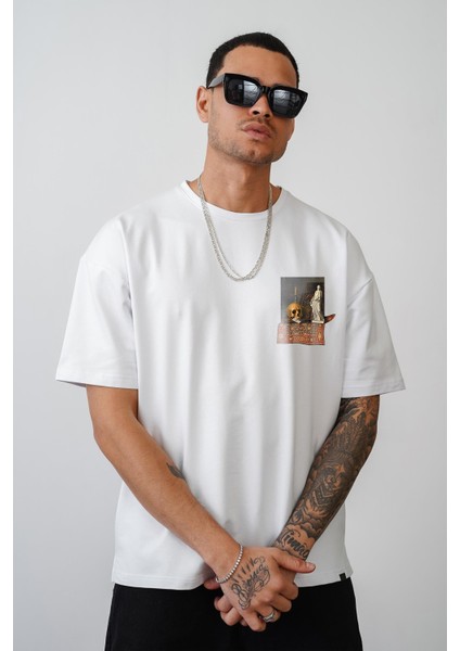 Kuru Kafa Baskılı Oversize Kesim Unisex T-Shirt