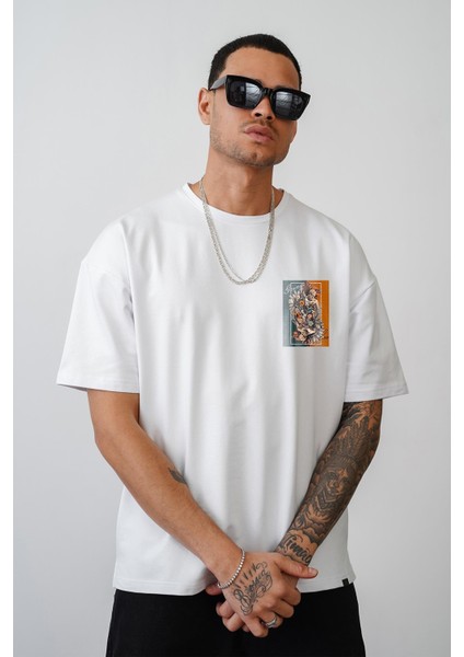 Ikiz Heykel Baskılı Oversize Kalıp Unısex T-Shirt
