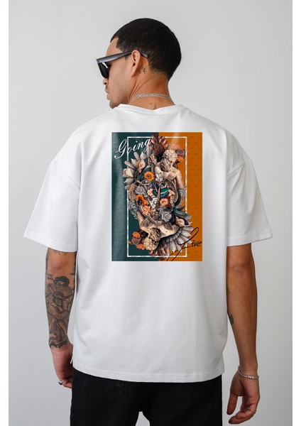 Ikiz Heykel Baskılı Oversize Kalıp Unısex T-Shirt