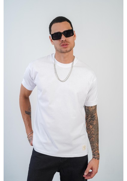 Bisiklet Yaka Pamuklu Yarım Oversize Kesim Erkek T-Shirt