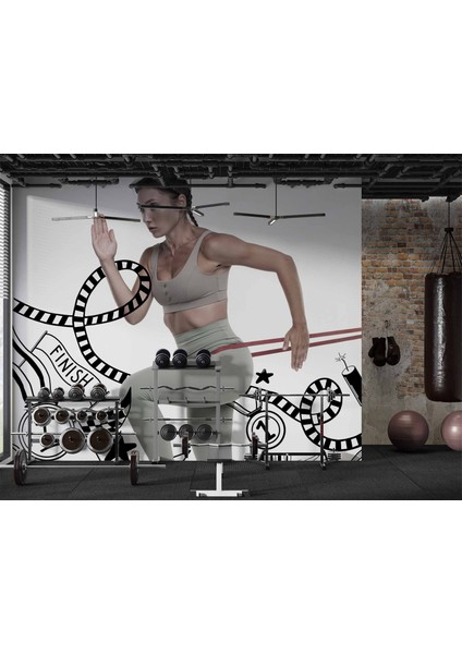Koşan Kadın Temalı Spor Salonu Duvar Kağıdı Baskı fırsatları