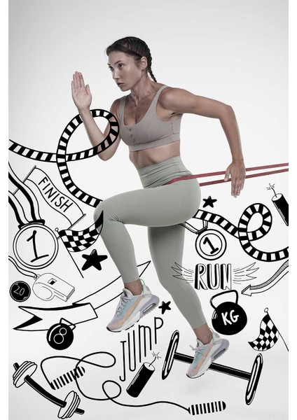 Koşan Kadın Temalı Spor Salonu Duvar Kağıdı Baskı indirimleri