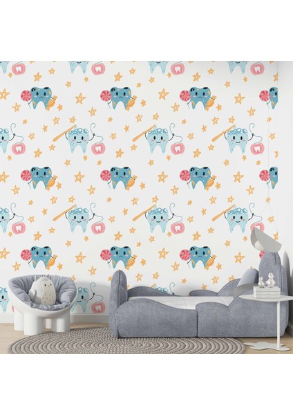 Diş Temalı Çocuk Odası Duvar Kağıdı Baskı