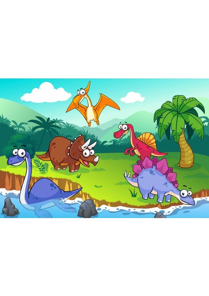 Dinozor Desenli Duvar Kağıdı Baskı