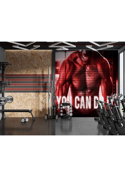 Kaslı-Yazılı Spor Salonu Duvar Kağıdı Baskı modelleri