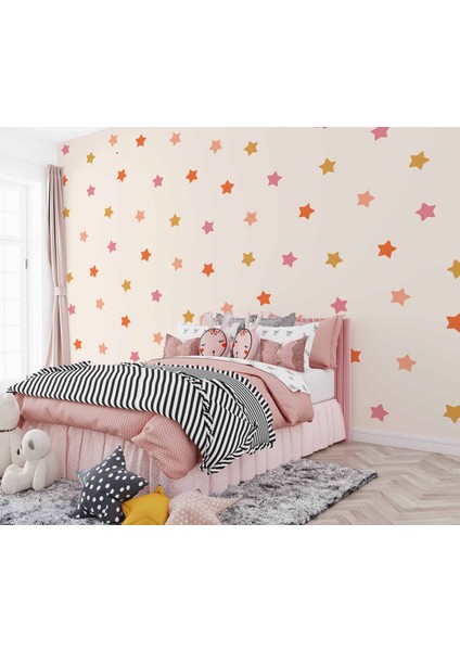 Pembe Yıldız Desenli Çocuk Odası Duvar Kağıdı Baskı fiyatları