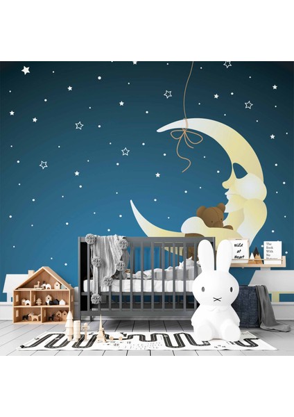 Ay Yıldızlı Gece Çocuk Odası Duvar Kağıdı Baskı