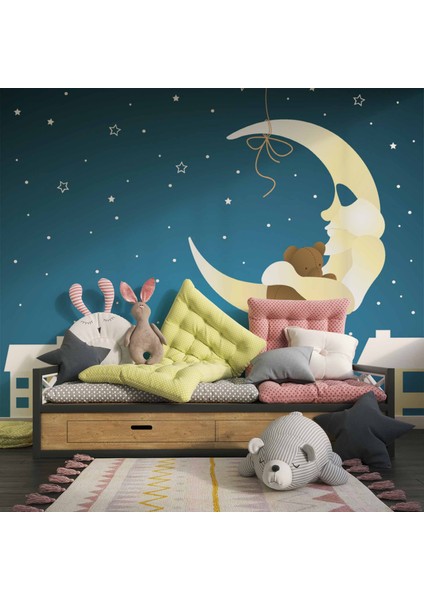 Ay Yıldızlı Gece Çocuk Odası Duvar Kağıdı Baskı modelleri