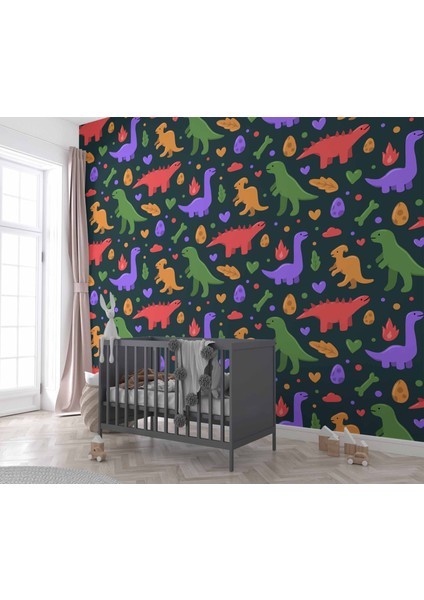 Renkli Dinozor Desenli Çocuk Odası Duvar Kağıdı Baskı fiyatları