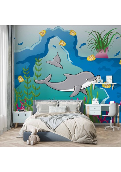 Denizaltı Yunus Çocuk Odası Duvar Kağıdı Baskı modelleri