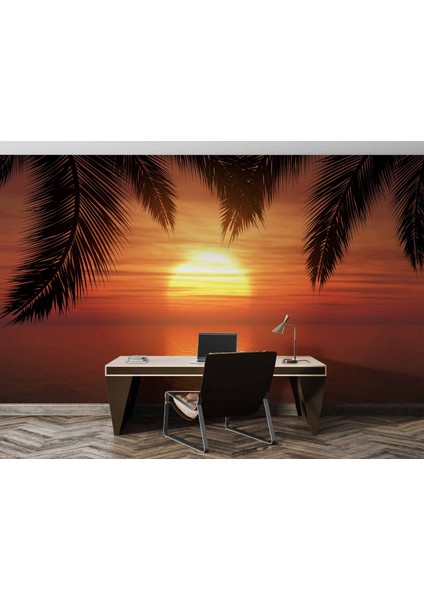 Günbatımı Palmiye Deniz Manzaralı Duvar Kağıdı Baskı fırsatları