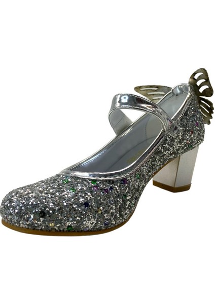 766 Kız Çocuk Kelebekli Topuklu Abiye Ayakkabı modelleri