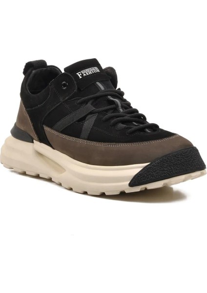 23K521 Siyah Erkek Yüksek Taban Bağcıklı Sneaker